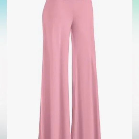 Made by Johnny Women's Solid Casual Comfy Stretchy Wide Leg Palazzo Lounge Pants - Picture 3 of 8